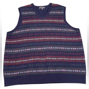 Brooks Brothers Fair Isle Merino Wool Sweater Vest XXL Old Money Italian Yarn